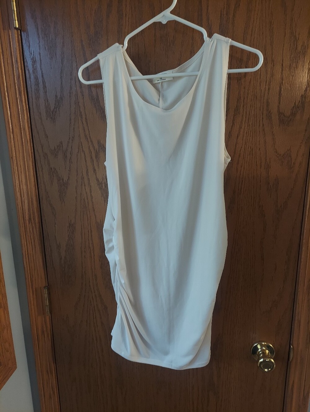 Zenana Off-White / Cream Ruched Sleeveless Tank Dress - Size 1X